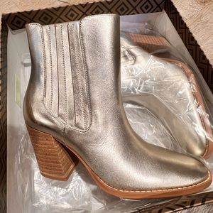 NWT Gold Charles David Ankle Boots